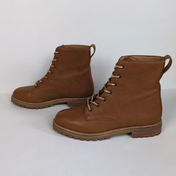 MADEWELL The Clair Lace-Up Boot Leather English Saddle Brown Lug Sole Women's 7 - Picture 5 of 9